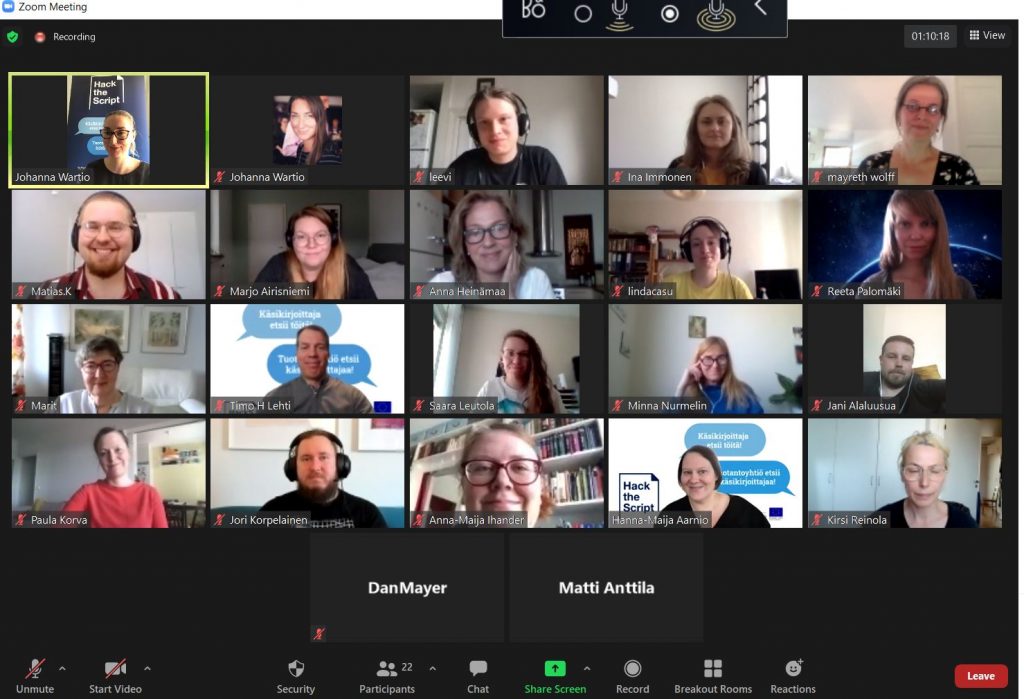 Kuva virtuaalihackathonin osallistujista